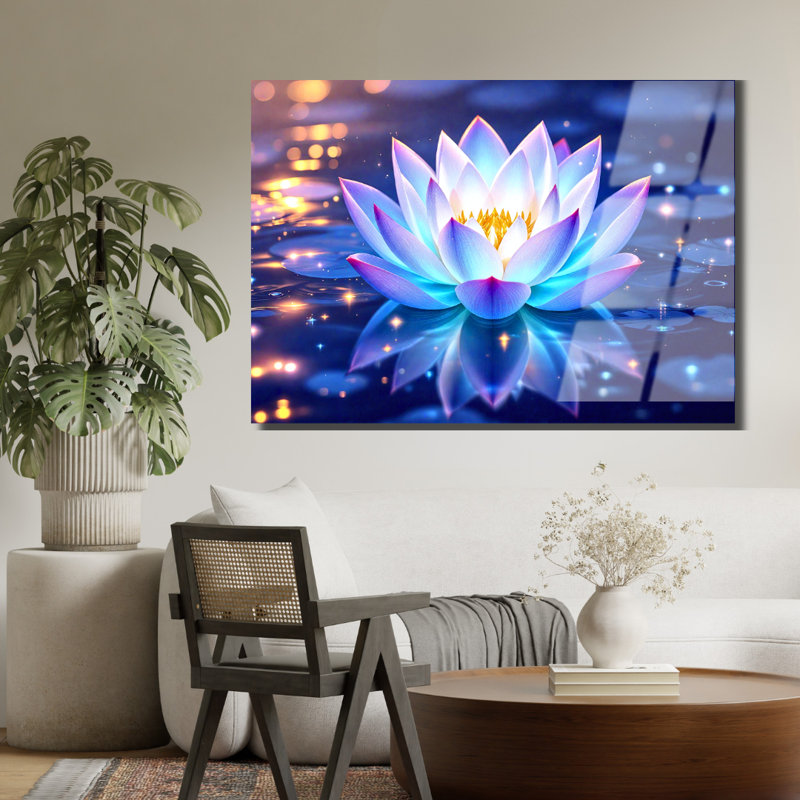 Décoration murale en verre trempé style lotus, H 8 po x l 12 po