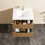Meuble-lavabo mural 24 po avec lavabo à cuve flottante blanche, noyer