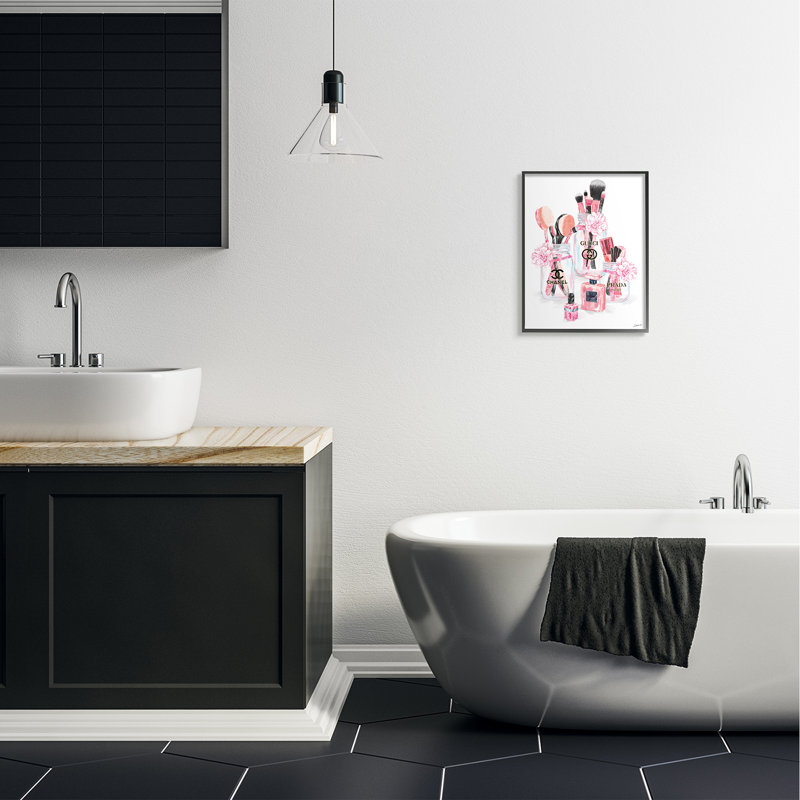 Accessoires de mode glamour en pots, Giclée encadrée noir minuit, H 20 po x l 16 po