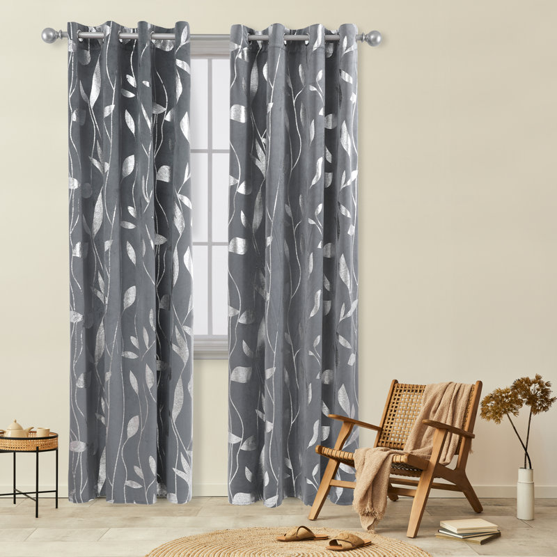 Zaleski Room Darkening Curtain Pair, Gray, 52" W x 95" L