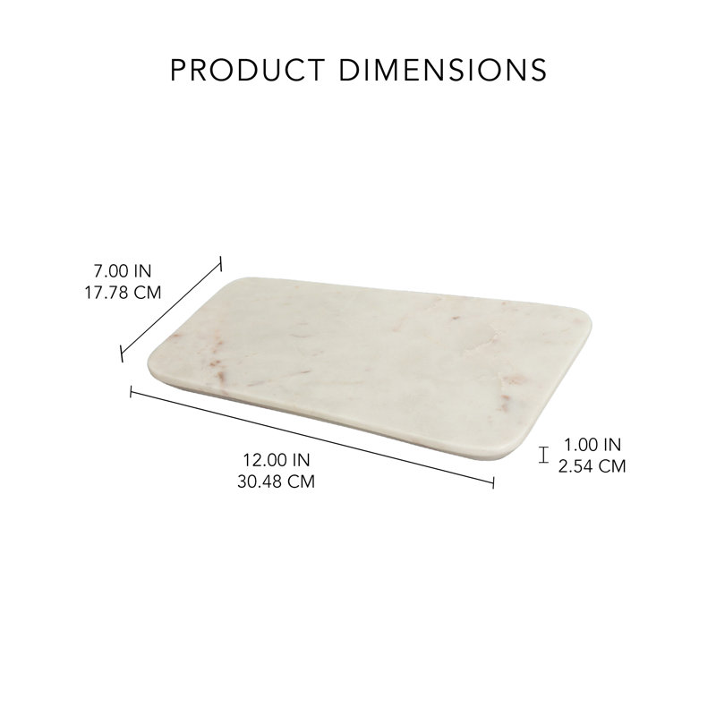 Quadra Large White Marble Cutting Board, Contemporary Chopping Board for Kitchen, Serving Platter and Food Preparation
