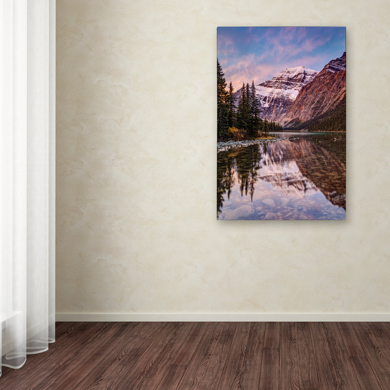Gold Framed Purple Mountain Landscape Canvas Art