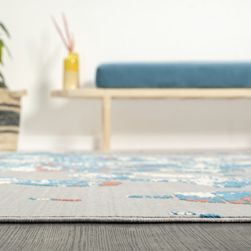 Lydian Abstract Area Rug in Grey, Rectangle 13'2" x 16'5"