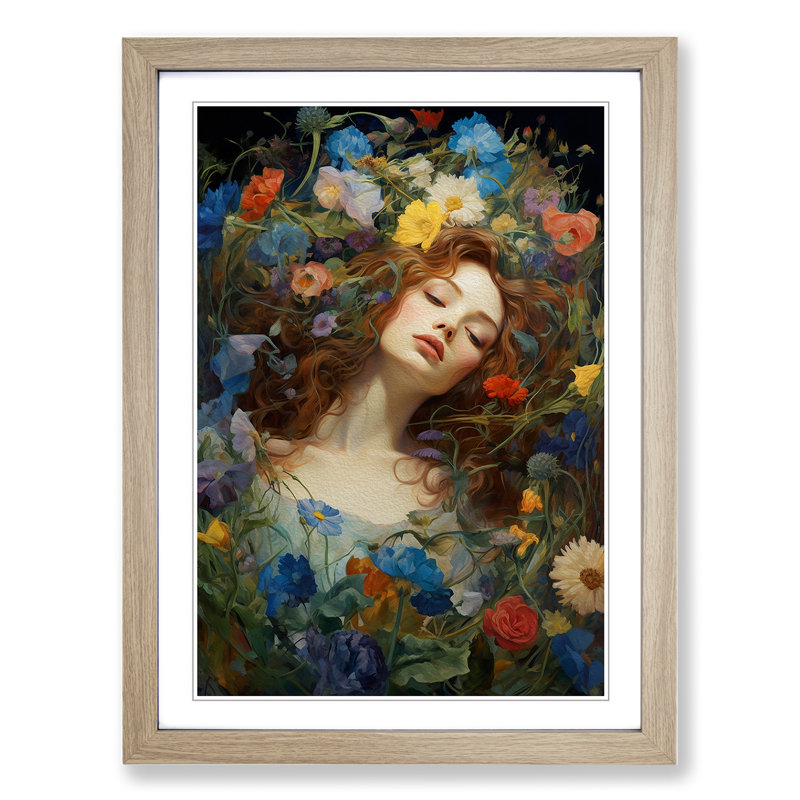 Wildflowers Renaissance - Framed Print, Oak , 46cm H x 34cm W x 2cm D