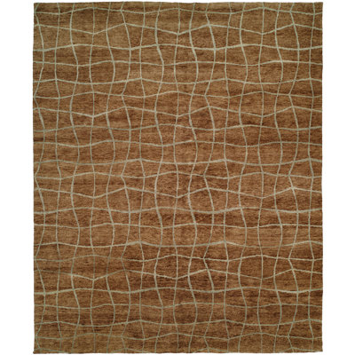 Wool Abstract Area Rug in Brown