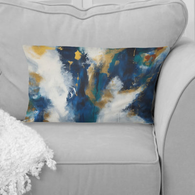Deep Knowing Abstract In Royal Blue And Gold V - Abstract Painting Printed Throw Pillow