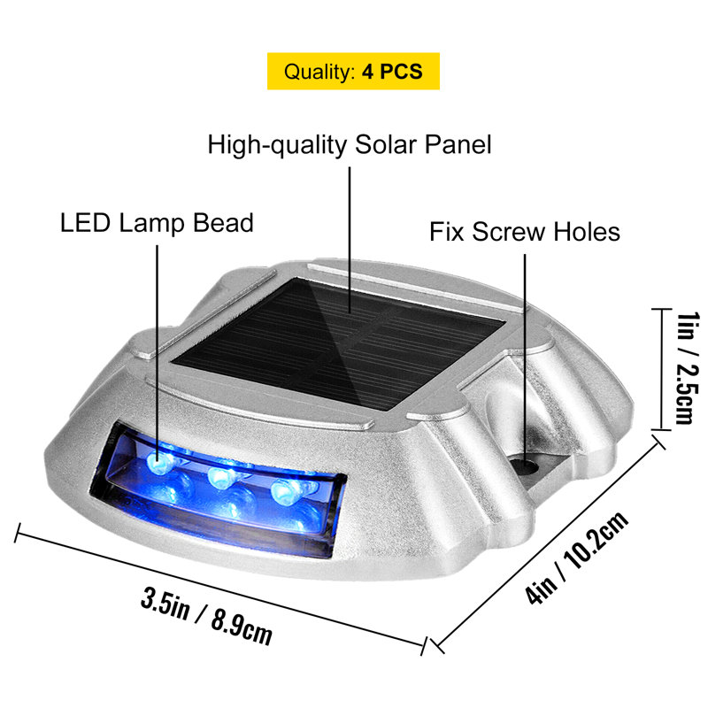 Solar Powered Integrated LED Aluminium Pathway Light Pack, Blue