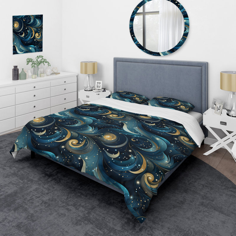 Ensemble de housse de couette Celestial Geometric Geometric II, Housse de couette pour très grand lit et 2 très