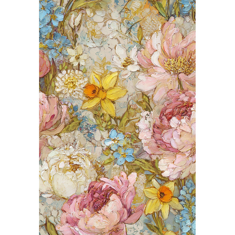 Papier peint floral rétro classique