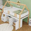 Lit mezzanine en bois avec lumières DEL, tablette de rangement et armoires-513133749