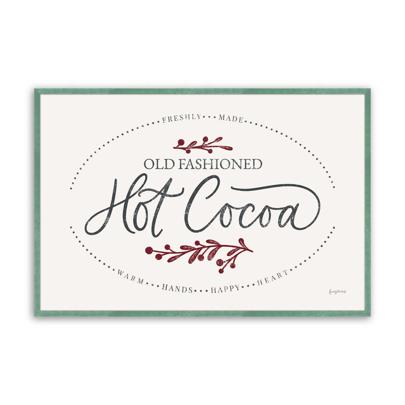 Impression de signe «Hot Cocoa», H 12 po x l 15 po x P 1,25 po, Cadre simple citronnelle