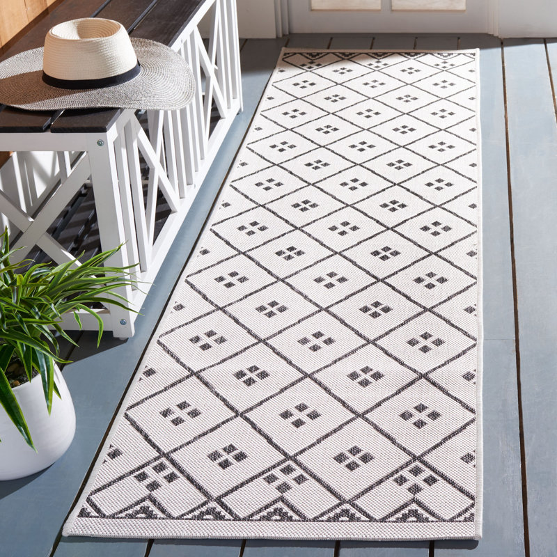 Tapis intérieur / extérieur ivoire Maebel, Tapis de couloir 2 pi 3 po x 8 pi
