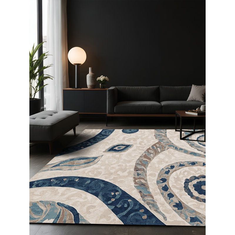 Tapis beige soyeux et moelleux, Carré 6 pi