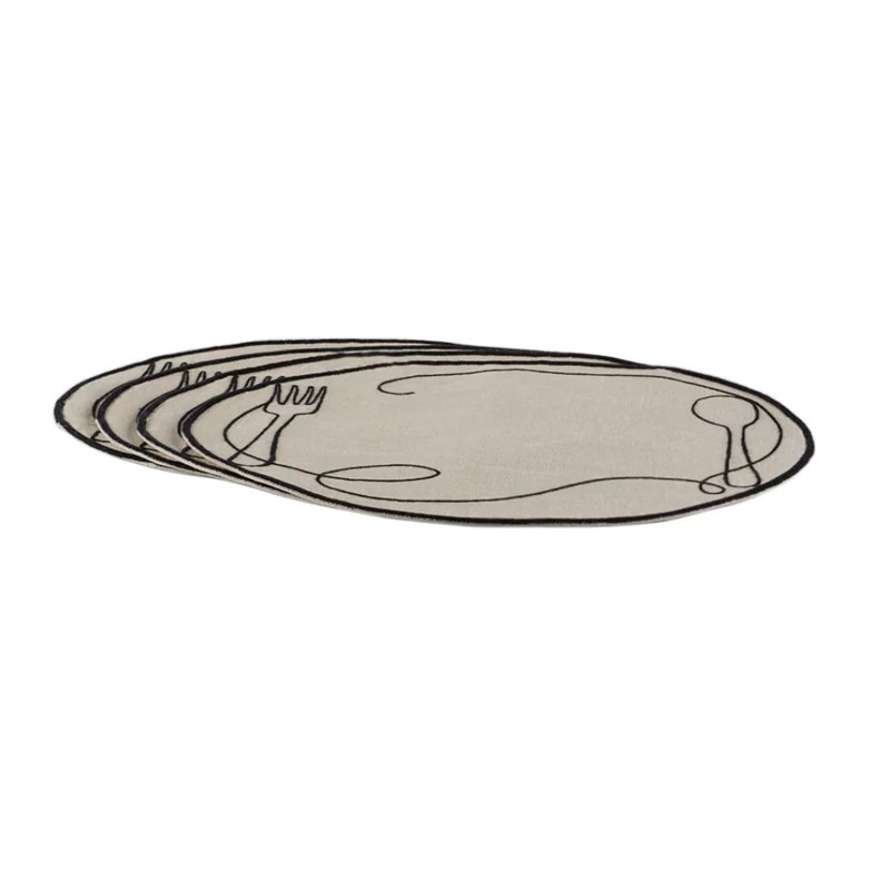 Line Drawing Embroidered Linen Placemats
