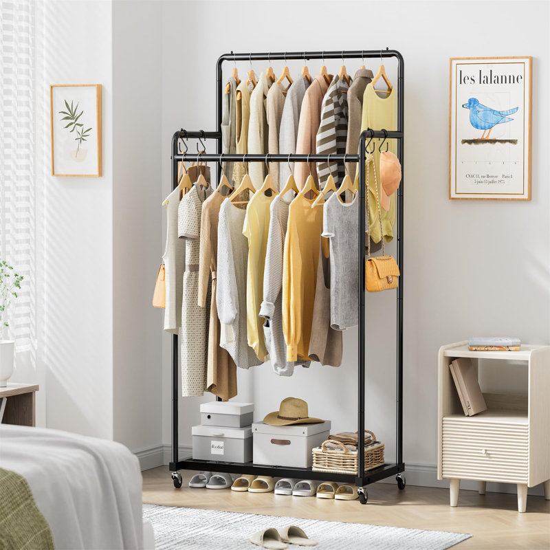 Pinnell 72.5cm Rolling Clothing Rack, Black