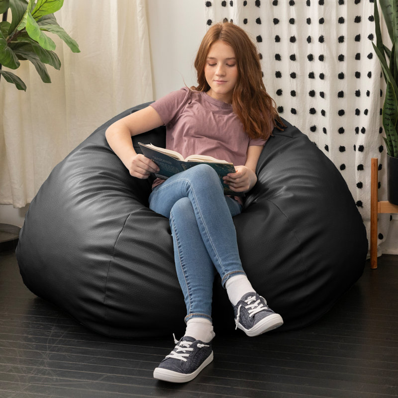 Fauteuil à billes de style Ataz Pazi, Similicuir noir