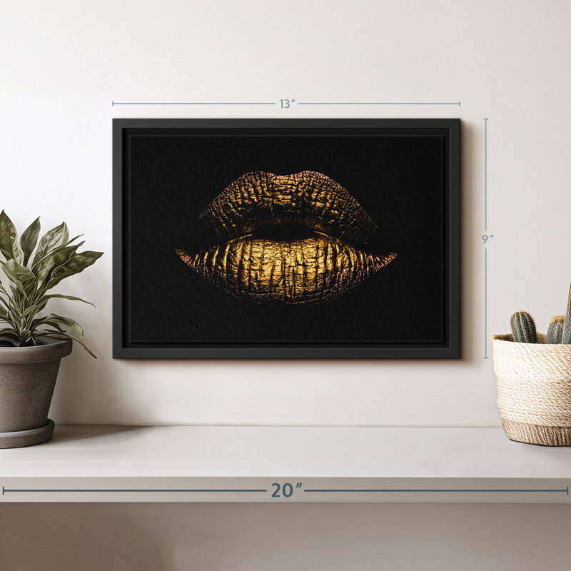 Impression sur toile Golden Lips, H 13 po x l 9 po