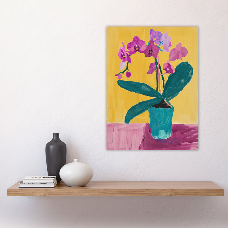 Orchid Flower Pot Painting Wall Art Print