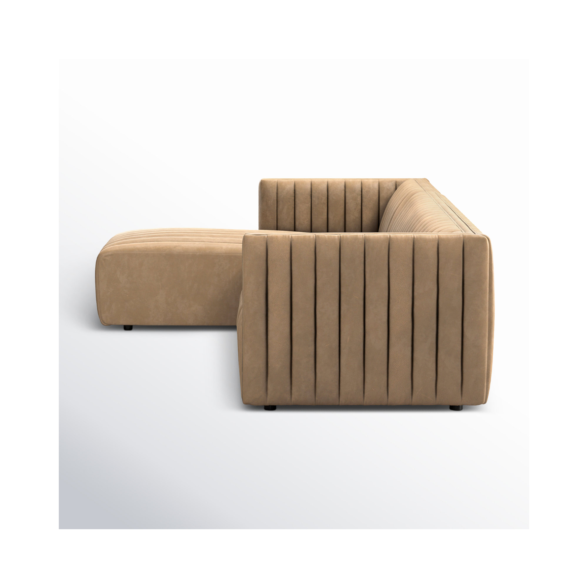 Brandt Upholstered Chaise L-Sectional, 26.5" H x 105" W x 64" D, Palermo Drift Genuine Leather, Left Hand Facing