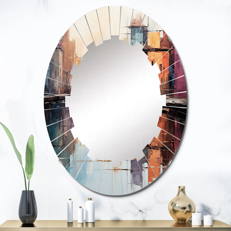 Zarazoga - Miroir mural abstrait ovale, 36 po x 24 po