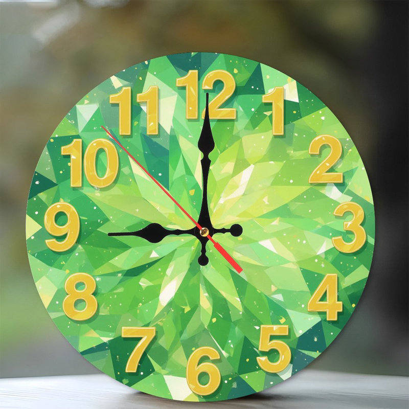 Horloge verte avec chiffres dorés