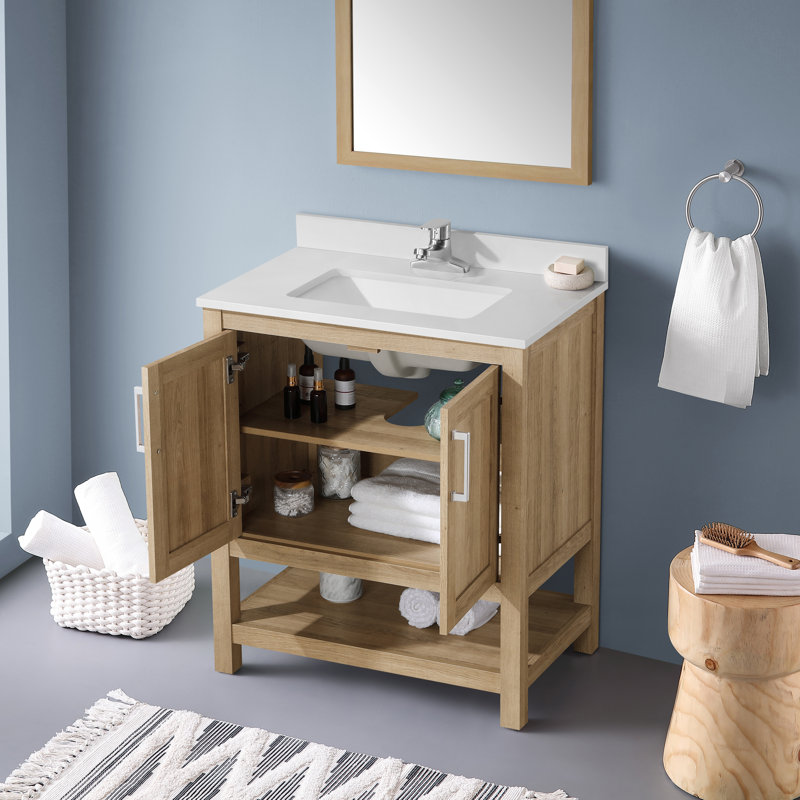 Ensemble de meuble-lavabo simple 30 po Sharol, Chêne