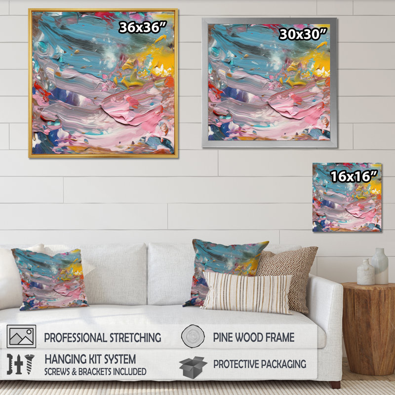 Summer Pastel Groove, expressionnisme abstrait I - impression, H 36 po x l 36 po x P 1,5 po, Toile tendue