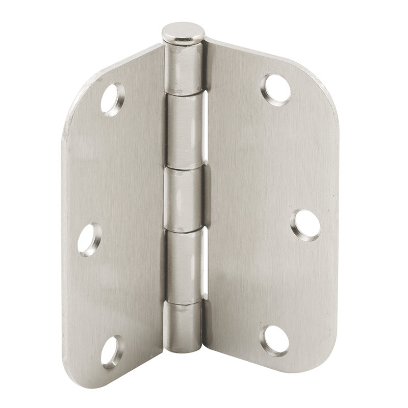 Charnière de porte Prime-Line, rayon de 3 1/2 po x 3 1/2 po x 5/8 po, acier (paquet simple), Satin