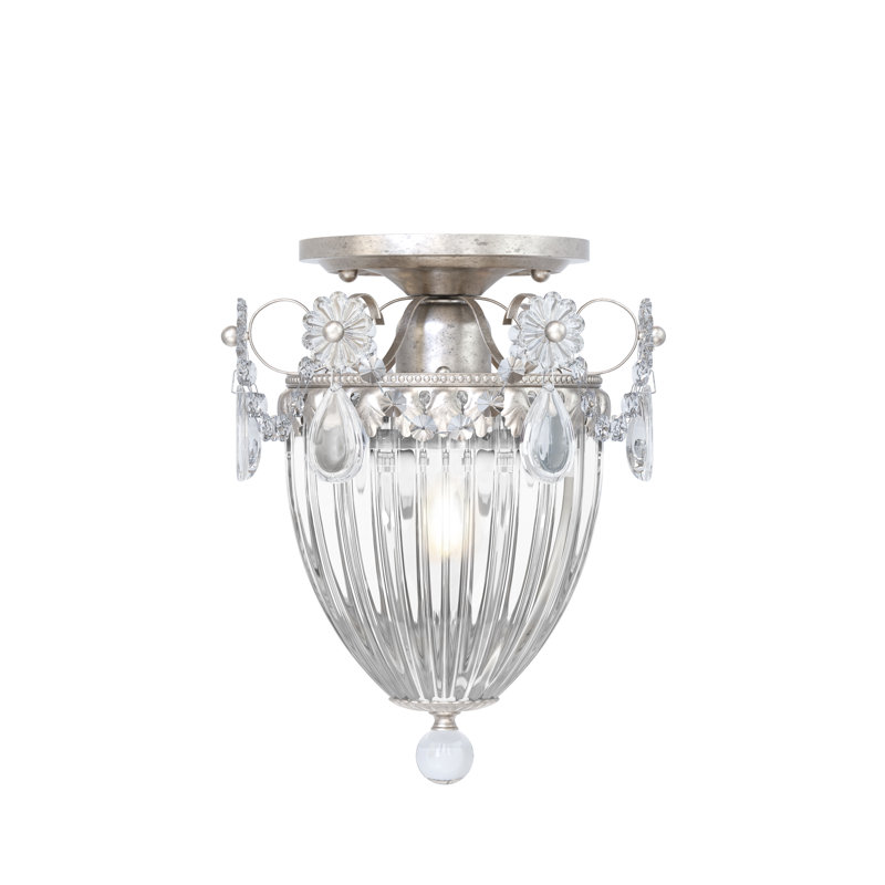 Bagatelle 1 - Light Semi Flush Mount, Antique Silver, Heritage Handcut