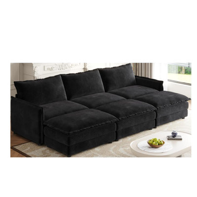 109'' Upholstered Sofa with Ottomans
