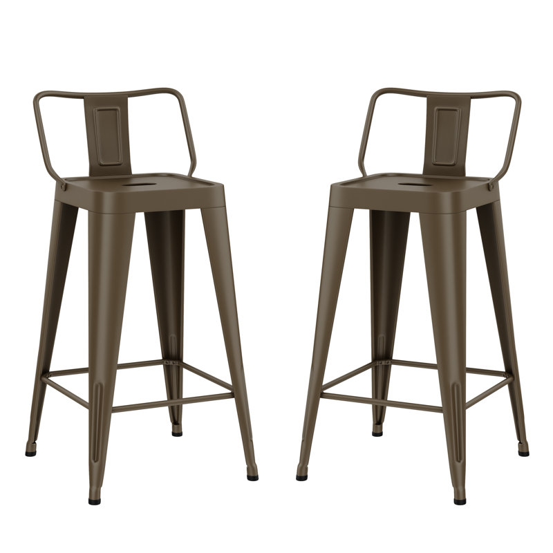 Metal Counter And Bar Stools, Counter Stool (26” Seat Height), Brown