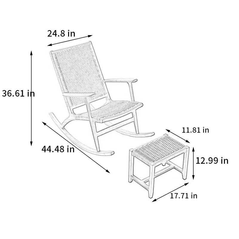 Chaise berçante simple en bois massif