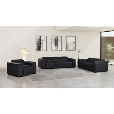 Ensemble de canapé inclinable électrique en cuir fleur Cinaed