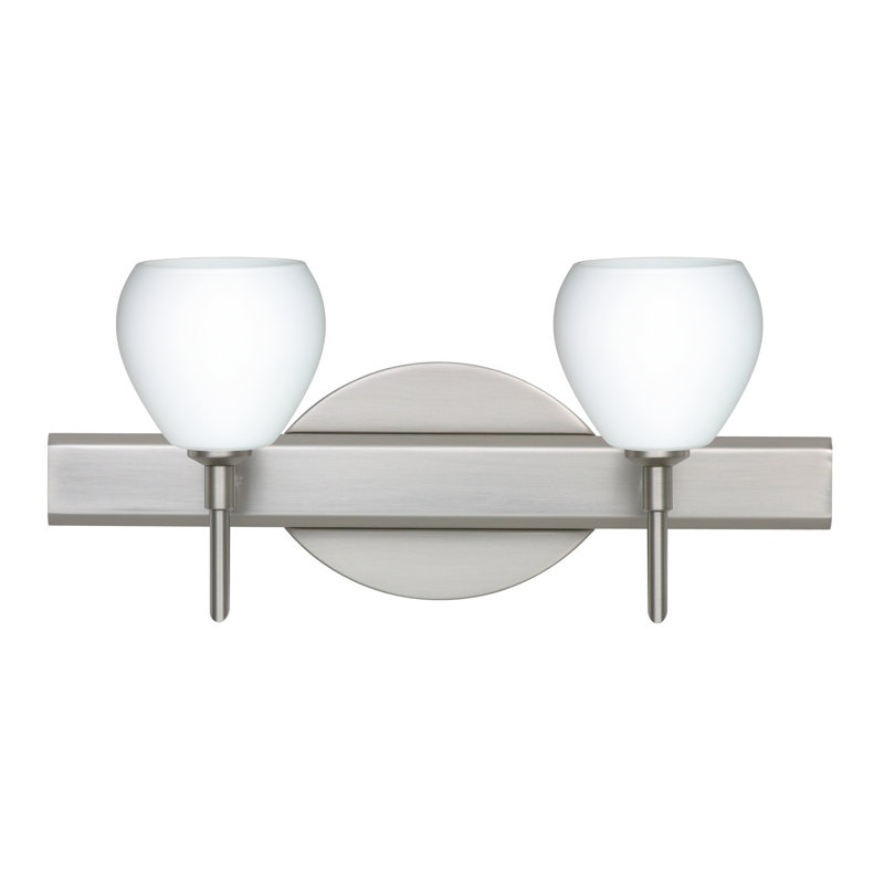 Éclairage pour meuble-lavabo 2 lumières Muehlebach, Nickel satiné, Opale matte, Incandescent