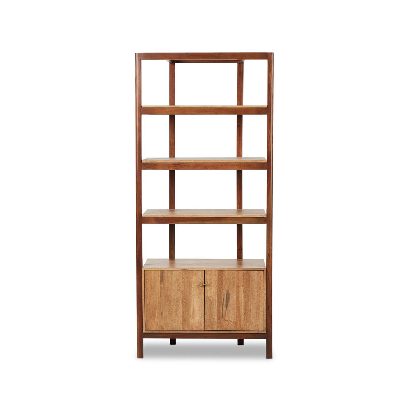 Bibliothèque standard en bois massif Jeanna, Miel fumé