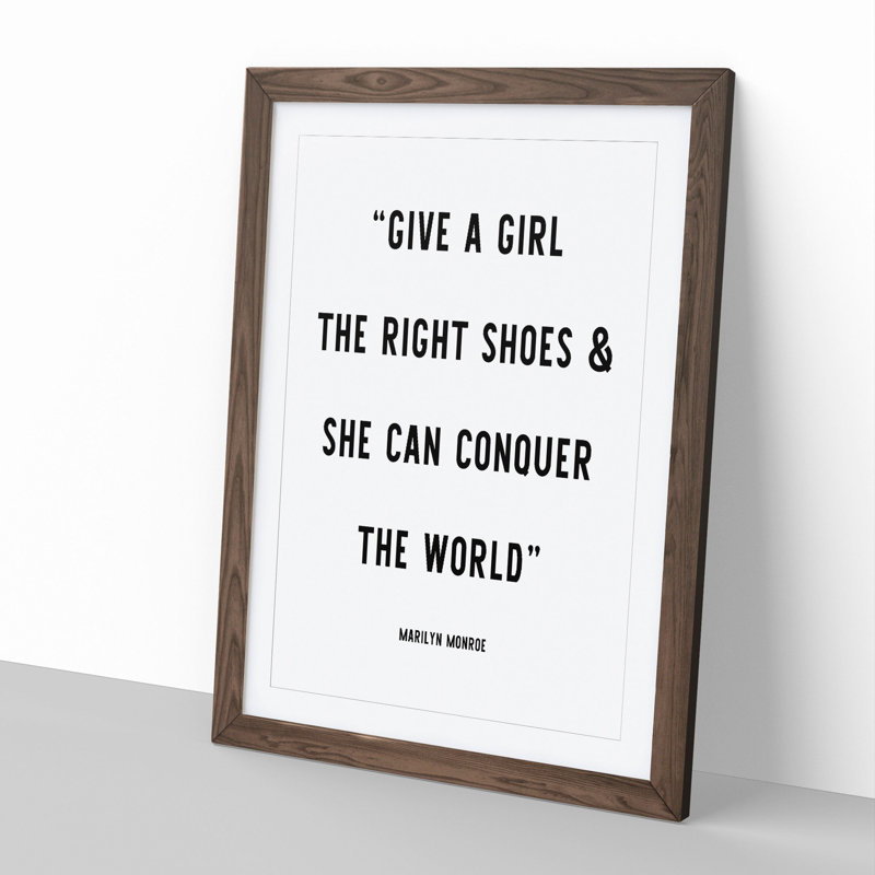 Conquer the World - Picture Frame Typography, 90cm H x 65cm W x 2cm D, Walnut