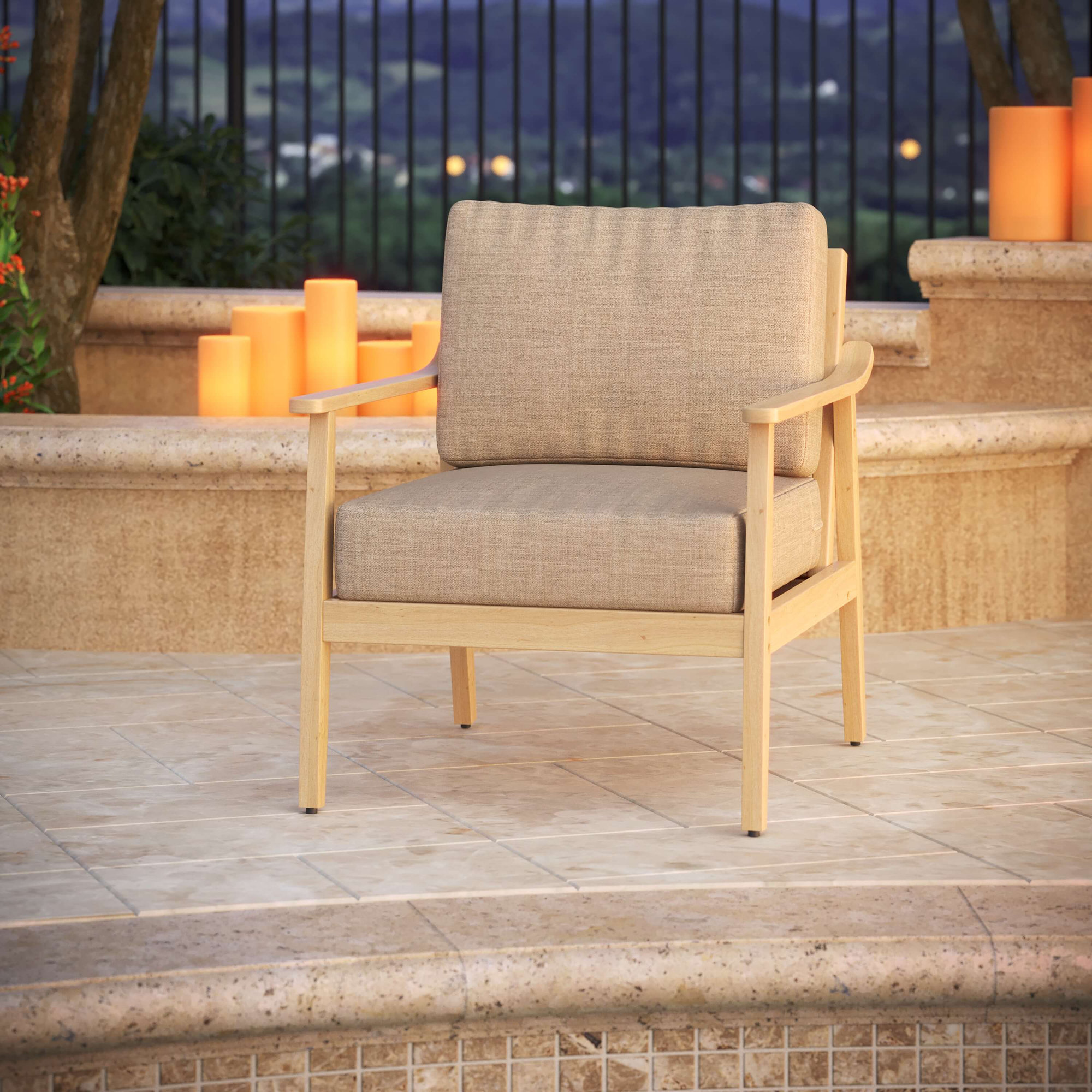 Amala Outdoor Sunbrella® Seat/Back Cushion, Sunbrella® Cast Ash Plainweave, 25" W x 25.5" D
