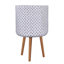 Dotted Style Cylinder Planter with Feet Concrete Effect Cylinder Round Planter on Hardwood Legs, Round Indoor Plant Pot Stand for Indoor Plants, Indoor Flower Pot with Dotted Pattern-1274800039-1274800032