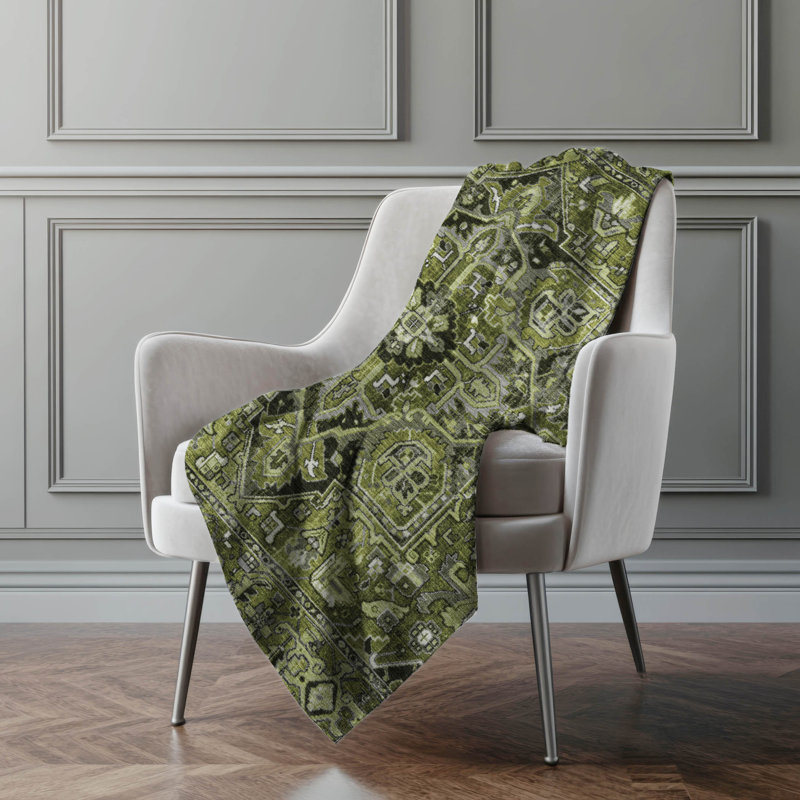 Jeté oriental en sherpa Addison, Olive