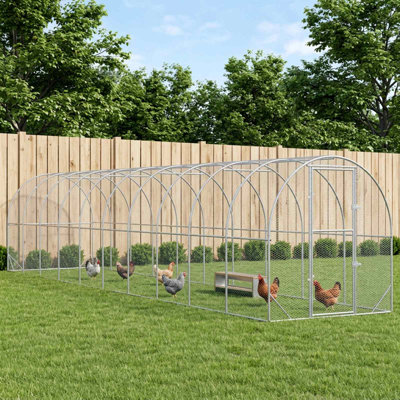 Chicken Coop Silver 393.70 x 78.74 x 78.74 in Galvanised Steel
