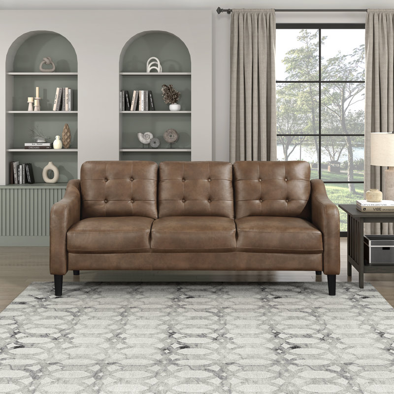 Causeuse rembourrée Dajonna, Gris, H 34 po x l 77 po x P 32 po