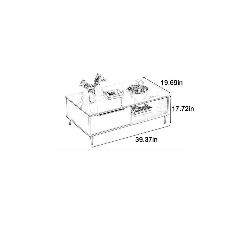 Grande table basse d'angle sécurisée, Blanc, H 17,72 po x L 39,37 po x l 19,69 po