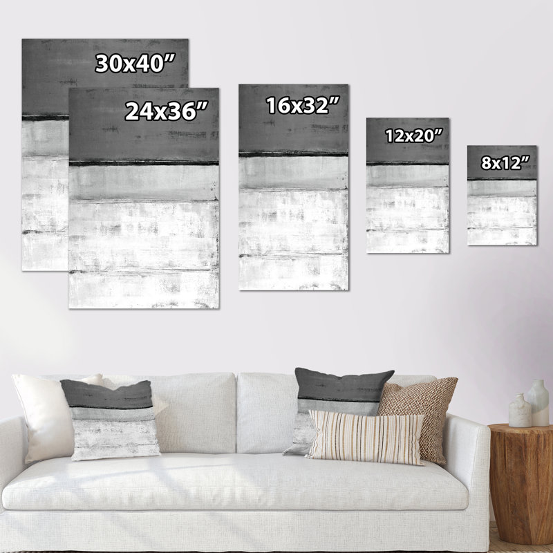 Toile abstraite, impression sur fond blanc et gris - fond blanc et gris, H 40 po x l 30 po x P 1 po, Toile tendue