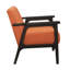 Fauteuil de salon texturé orange, en bois d'hévéa massif, fauteuil d'appoint décoratif gris antique avec revêtement, design