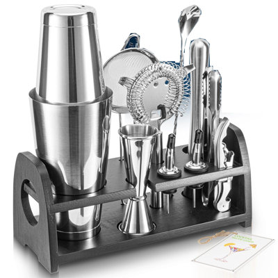 Pro Cocktail Shaker Set Mixology Bartender Kit- Extra Thick Stainless Steel Boston Shaker Set | Cocktail Kit Bar Kit Bartending Kit Bar Set Barware Ba