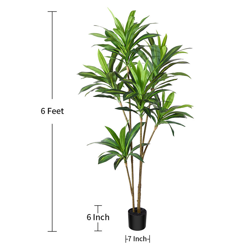 Adcock Artificial Dracaena Tree in Plastic Pot for Indoor/Outdoor Use, 71" H x 30"D x 11.44" W