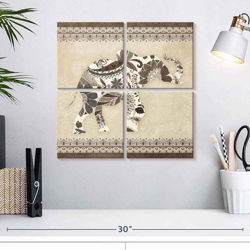 Brampt Neutral Boho Elephant, 18" H x 18" W