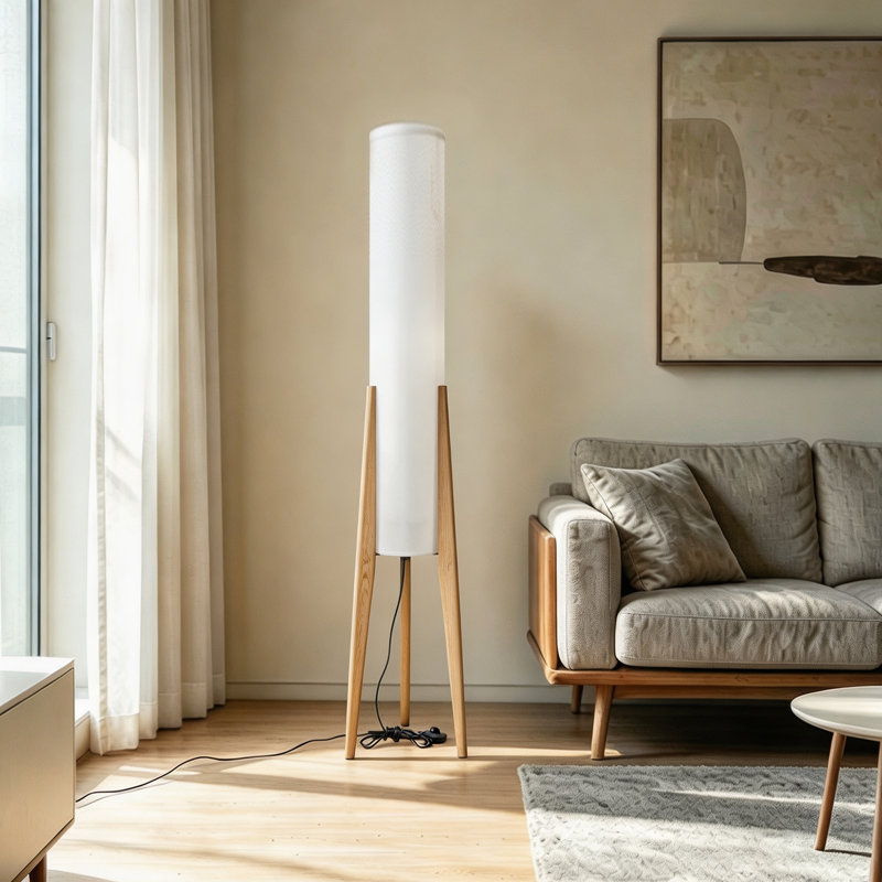 Lampe trépied 61 po en bois Soild, Naturel, 61 pouces