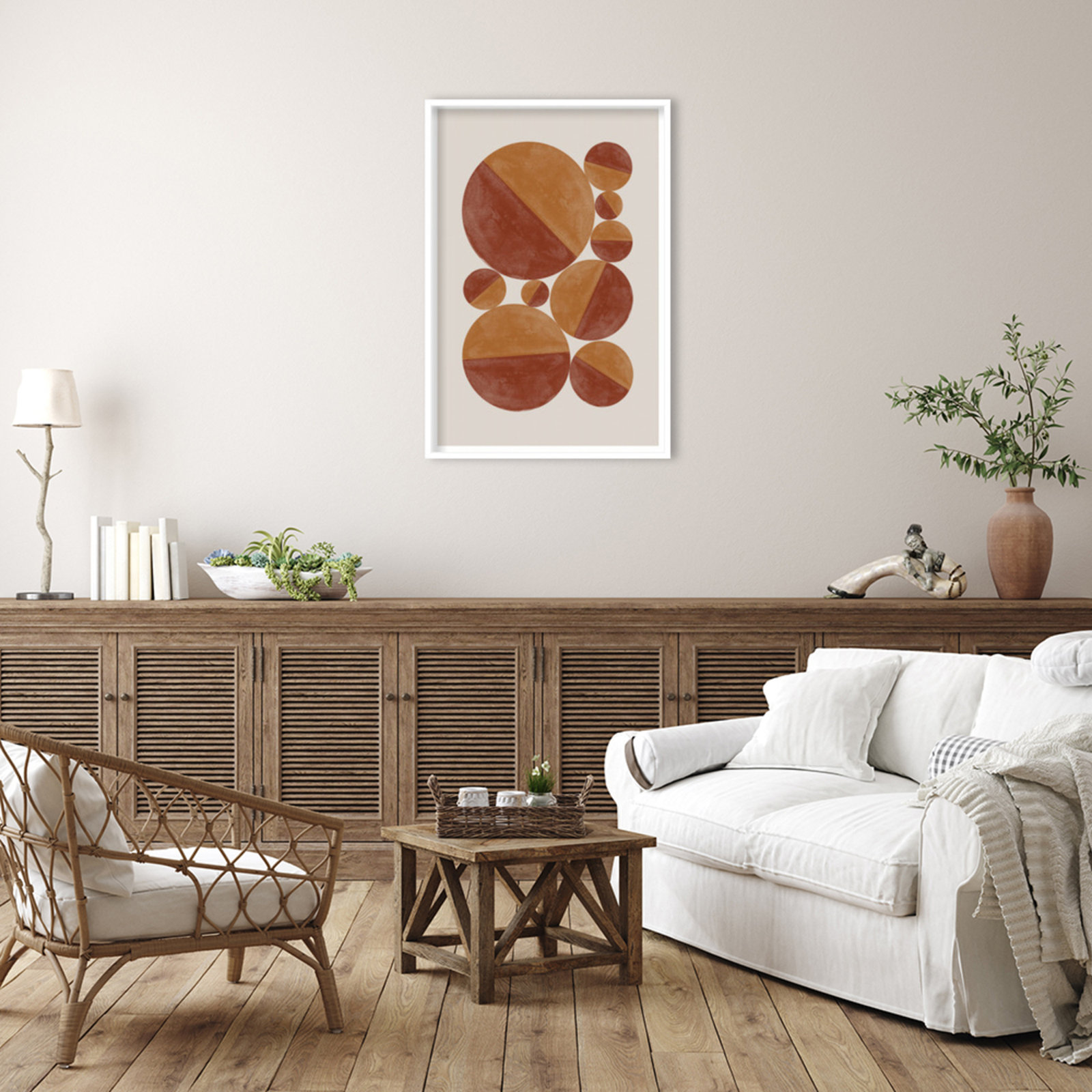 Paley "Burnt Orange Bols" Print, White, 41" H x 28" W