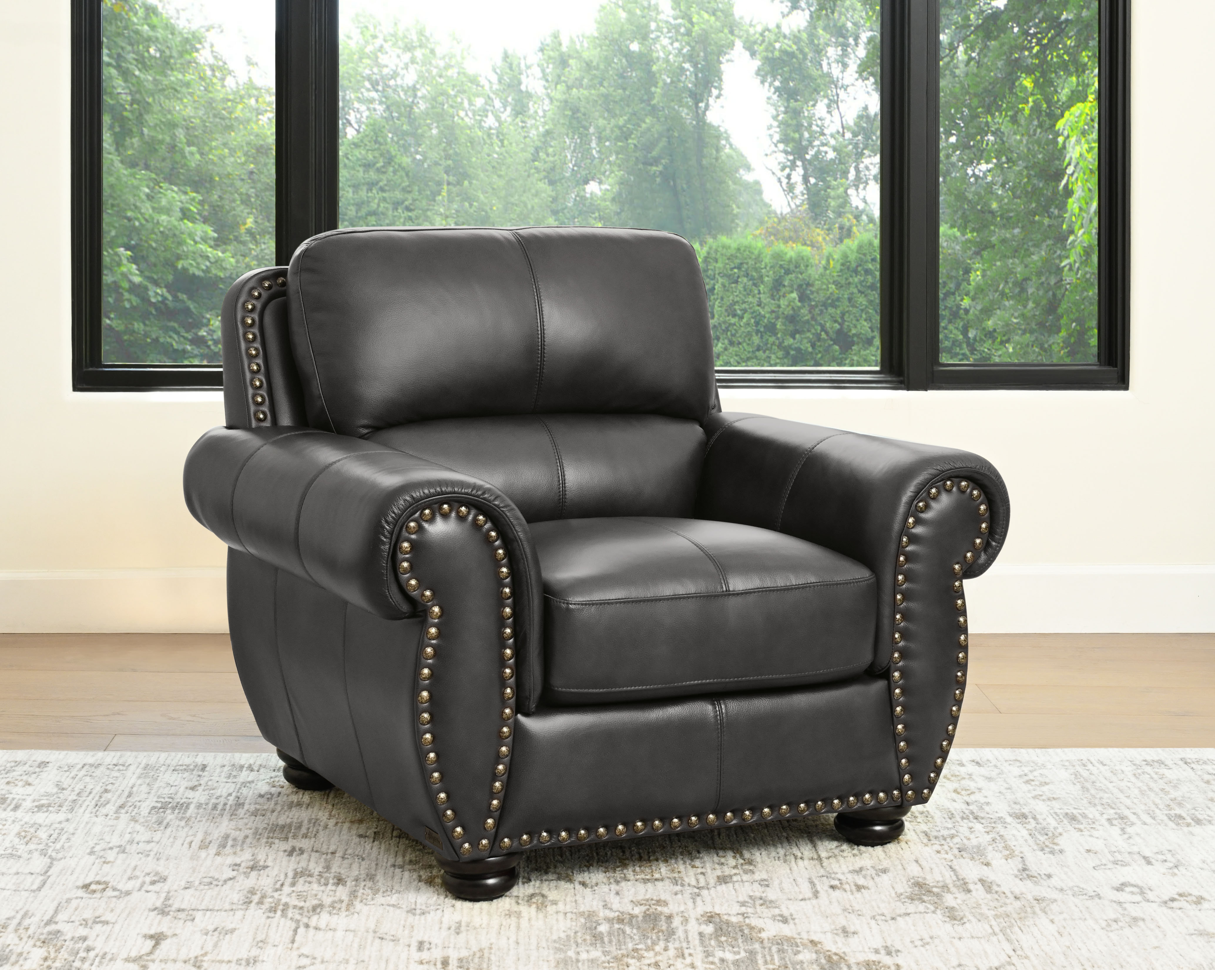 Lark Manor™ Arjana 43'' Wide Genuine Leather Top Grain Leather Club ...